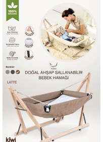 Resim Kiwi Luna Ahşap Katlanabilir Çantalı Bebek Hamağı 
