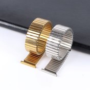 Resim Çekici Stil Erkek Paslanmaz Çelik Saat Kayışları, Yaylı Ayarlanabilir Elastik Bileklik Kayışları, Katlanır Toka, 16mm 18mm 20mm, Erkekler İçin 