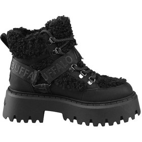Resim Bot Kadın 1622593 Buffalo Aspen Com Mıd Warm - Vegan Nubuck/fur - Black Siyah 