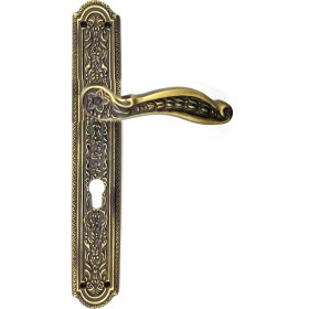 Resim Skygo Antika Tarz Dekoratif Pirinç Ulu Model Desenli Oda Kapı Kolu - 354X57 Mm, Antik 