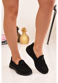 Resim Kadın Siyah Bağcık Detaylı Anne Ayakkabısı Günlük Ayakkabı Babet Siyah 