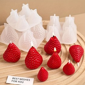 Resim 3D Çilek Silikon Mum Kalıbı - Düğün, Doğum Günü Hediye, Sabun, Alçı ve Reçine Kalıbı için DIY El Sanatları 