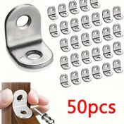 Resim 50 Adet Sağlam Paslanmaz Çelik L Braket - Önceden Delikli ve Vidalı, Raf, Çerçeve, Mobilya, Makine için Köşe Destekleri - Düz Açı Bağlantıları, Yapısal Metal Braketler, Mobilya Güçlendirme, Raflık Aksesuarlar, Parlak Yüzey, Dayanıklı Tasarım 