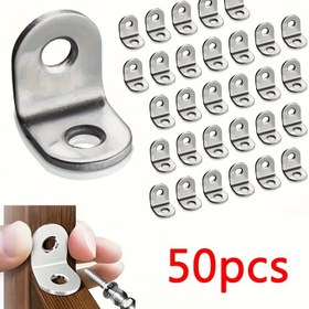 Resim 50 Adet Sağlam Paslanmaz Çelik L Braket - Önceden Delikli ve Vidalı, Raf, Çerçeve, Mobilya, Makine için Köşe Destekleri - Düz Açı Bağlantıları, Yapısal Metal Braketler, Mobilya Güçlendirme, Raflık Aksesuarlar, Parlak Yüzey, Dayanıklı Tasarım 