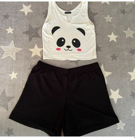 Resim River Island River İsland Panda Desenli Ekstra Dar Kalıp Kadın Pijama Takımı Beyaz - Siyah 