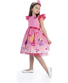 Resim Pembe Barbie Taçlı Kız Çocuk Doğum Günü Parti Elbisesi-pembe Pembe 
