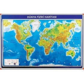 Resim Dünya Fiziki Haritası Alüminyum Çerçeve Standart 