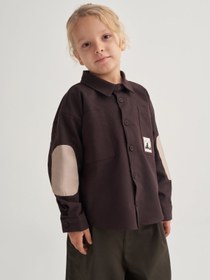 Resim Unisex Çocuk Gabardin Gömlek Kahve - 4-5 Yaş 