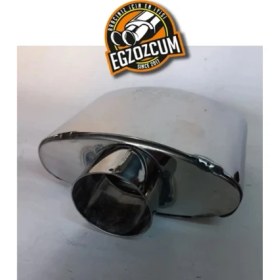 Resim Egzozcum Paslanmaz Krom Tekli Egzoz Eksoz Ucu Başlığı Yassı Oval Balina Uyumlu 