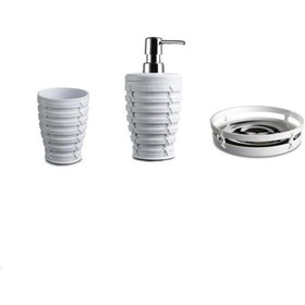 Resim Primanova Palm Beyaz Sıvı Sabunluk Katı Sabunluk Diş Fırçalık Set 