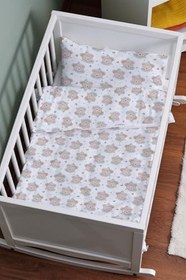 Resim Organik Anne Yanı Nevresim Takımı (60x100) - Mavi Şapkalı Ayıcık 60 x 100 