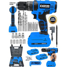 Resim Daflong 21V Çelik Sanzuman Çelik Mandren Bakır Sargılı Şarjlı Matkap Akülü Vidalama 