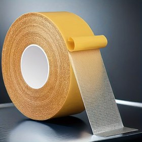 Resim Süper Güçlü Çift Taraflı Bant, 1.98cm x 20.12 metre - Duvarlar & Cam için Fiberglas Örgülü Su Geçirmez Şeffaf Yapıştırıcı, Kumaş, Ahşap, Metal & Daha Fazlası için İdeal 