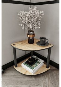 Resim Masivo Köşe Kitaplık Safir Meşe 2 Katlı Meşe 