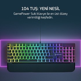 Resim Gamepower Suki Mekanik Kırmızı Switch Puding Keycaps Türkçe Q 104 Tuş USB Oyuncu Klavyesi 
