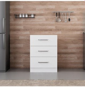 Resim Minar Mutfak Alt Modül 3ç Nray 60cm Dolap Beyaz - B1 