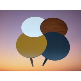 Resim Zigon-Orta Sehpa Takım Hilal Model Parlak Çok Renkli Kayın Torna 