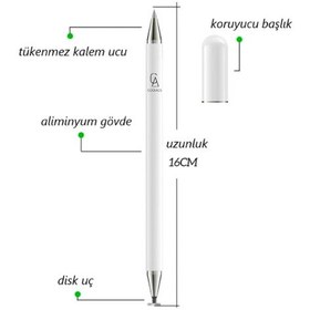 Resim Xiaomi Mi Pad 6 Uyumlu Dokunmatik Kalem Passive Stylus 2in1 Tablet Kalemi Çizim & Yazı Kalemi 