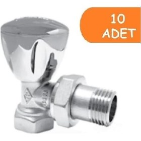 Resim 10 Adet Eca Rv3 1/2 Köşe Radyatör Valfi Krom Kaplamalı Petek Havlupan Vanası 602120749 