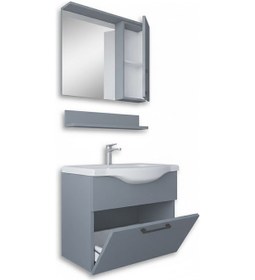 Resim Teta Home Eko 65 Cm Mdf Banyo Dolabı Seti Sis Gri 