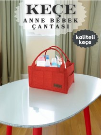 Resim YUNUSOĞLU HOME Keçe Anne Bebek Bakım Çantası Yenidoğan İçin Organizer Düzenleyici Kırmızı 