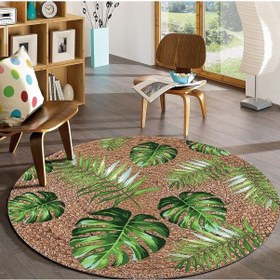 Resim Jüt Yuvarlak Hasır Halı Yolluk Salon Oda Mutfak Halısı Ks-1042 