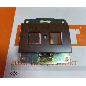 Resim Demirbağ İkili Boş Data Prizi Sıva Altı Ahşap Ceviz Çerçevesiz 