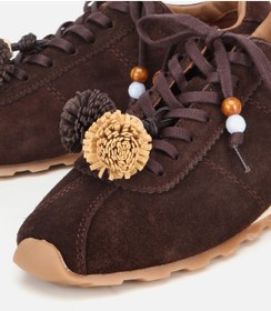 Resim Hotiç Kadın Süet Deri Kahverengi Aksesuar Detaylı Spor Ayakkabı 