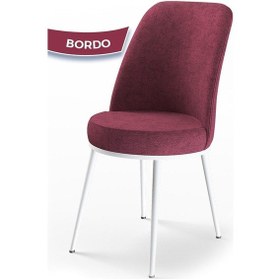 Resim Canisa Nil Serisi 70x110 Sabit Mutfak Masası Takımı Beyaz Masa 4 Bordo Sandalye Masa Beyaz Sandalye Bordo 