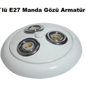 Resim 3 Lü Manda Gözü E27 Sıva Üstü Glop Armatür Beyaz 