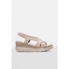 Resim Fast Step Hakiki Deri Kadın Dolgu Topuk Sandalet 621ZA1405 