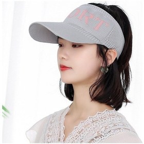 Resim Vizör Şapka Gri Unisex Yazlık Sport Baskılı Güneş Koruyucu Gri 