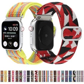 Resim Metal Japon Toka Elastik Naylon Saat Kordonu iOS Uyumlu Watch Serisi 7 41mm / 6 Ve Se Ve 5 Ve 4 40mm / 3 Ve 2 Ve 1 38mm 