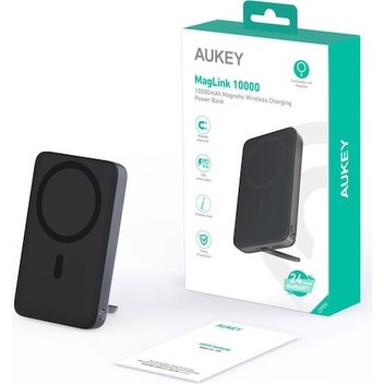 Aukey PB-MS02-GY 30 W 10000 mAh Magsafe Kablosuz Powerbank Siyah
