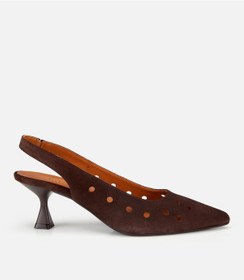 Resim Hotiç Kadın Süet Deri Kahverengi Delikli Arkası Açık Kısa Topuklu Stiletto 01ayh321450a480 01ayh321450a480 
