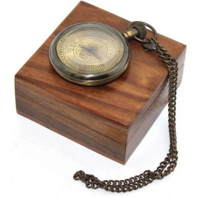 Resim İlk El Grup Ieg® Ahşap Kutulu Pirinç Köstekli Saat Model 11 