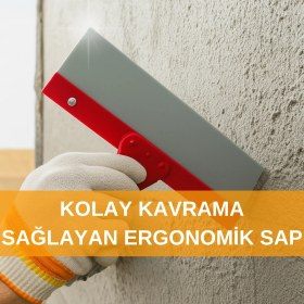 Resim 30CM Raspa Zemin Duvar Yer Tavan Köşe Büyük Spatula Profesyonel Kullanım Rahat Ispartula Kırmızı 