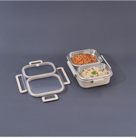 Resim Aryıldız Bento Dikdörtgen 2 Bölmeli Lunch Box Yemek Termosu Vizon 1000 Ml Kahve 