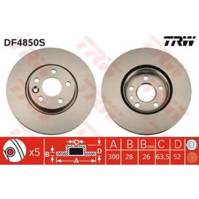 Resim TRW DF4850S Fren Diski Ön S-Max 06- Mondeo IV 07- Galaxy III 06- / S60 10- S80 06- V60 V70 06- X / Range Rover Fren Diski 37987111 