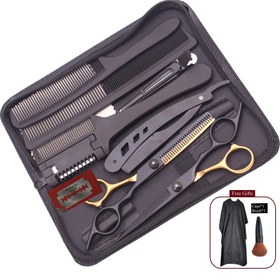Resim 9 Parça Profesyonel Saç Makası Seti Japonya Paslanmaz Berber Makasları İnceltme Makası Berber Tarak C1001, Evde Kuaför, Keskin Bıçaklar, Yüksek Kalite Çelik, El Yapımı, Kuyumcu Aletleri, Güzellik Tutkunları İçin, Profesyonel Berberler 