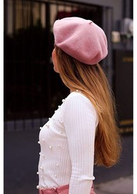 Resim Eke Tekstil Pembe Fransız Ressam Avusturalya Yünü Keçe Bere Pembe 