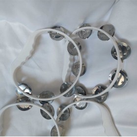 Resim Aker Hediyelik Parti Için Beyaz Tef 4 Adet Plastik Def Zilli Tef 12 Zilli Güzel Ses Çıkaran Müzik Enstrümanı 