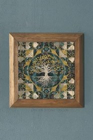 Resim Oscar Stone Decor Masif Çerçeveli Hayat Ağacı (Yaşam) Doğaltaş Tablo Pano 28X28 Cm Prmt2020-541 