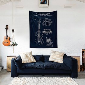 Resim Fender Stratocaster Gitar Navyblue Duvar Örtüsü - 60 cm x 90 cm 