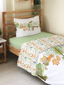 Resim Evmila Sevimli Hayvanlar Desenli Nevresim Takımı - 160x220cm Nevresim +50x70cm Yastık Kılıfı+100x200cm Çarşaf 