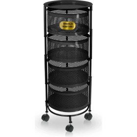 Resim Bayev 4 Katlı Yana Açılır Siyah Tekerlekli Patates Soğan Sepeti Sebze Meyve Sepeti Sebzelik 