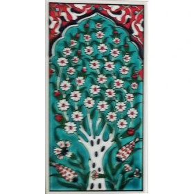 Resim Armada Çini 10x20 Cm ED 207 Yeşil Hayat Ağacı El dekoru Çini Karo 