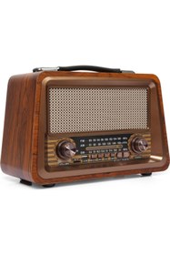 Resim BAYINDIRELEKTRONİK Nostaljik Radyo Gerçek Ahşap Eskitme Bluetooth Hoparlör Mp3 Çalar Müzik Kutusu 
