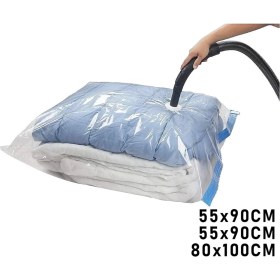 Resim 3lü Set Vakumlu Poşet Hurç 2 Adet Xl= 55X90CM + 1ADET Xxl= 80X100CM %75 Yer Tasarrufu (4887) 