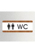 Resim zafrakreklam WC Ofis Departman Kapı İsimliği, Yönlendirme levhası 26X10Cm BEYAZ-CEVİZ 